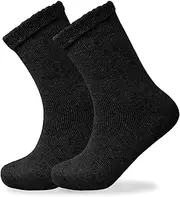 [Towelogy] Womens Diabetic Merino Wool Socks Loose Top Ultra Warm Winter Thermal Bed Socks UK Size 4-8 (Black, 1 Pair), Black, 4.5-9 US