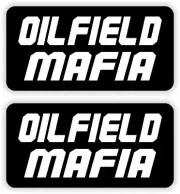 2 Oilfield Mafia Hard Hat Stickers / Decals Funny Label Danger Driller Roughneck