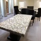 60"x30" White Agate Stone Dining Table Luxury Gemstone Conference Meeting Decors