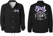 [Ghost] Road To Rome Coach Jacket, Windbreaker Water Resistant Jacket, Band Merchandise (Black)