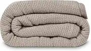 Linteum Textile Supply Leno Weave Taupe Blanket, Queen 100% Cotton, Lightweight, Warm, Extra-Fluffy, Premium and Durable Soft & Cozy Bed Blanket for Bed, Couch, Sofa Throw for All Season