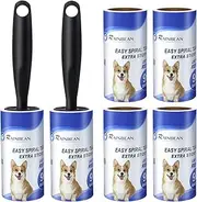 RAINBEAN Lint Rollers for Pet Hair Extra Sticky, [540 Sheets/6 Refills] Lint Roller with 2 Upgrade Handles, Portable Lint Remover Brush Pet Hair Remover for Dog & Cat Hair Removal, Clothes, Furniture
