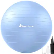 METEOR Anti-Burst Swiss Ball, 55cm 65cm 75cm 85cm, Yoga Ball Gym Ball Exercise Ball With Pump (Baby Blue)