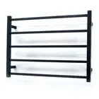 Radiant Matte Black 750 x 550mm Square Heated Towel Rail (Left Wiring) BSTR03LEF