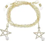 [uxcell] Beaded Glasses Chain, Star Pearl Eyeglass Chain Eyewear Retainer Eyeglasses Strap Holder Around Neck Sunglasses Chains for Women Girls, Gold