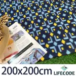 【LIFECODE】菱格藍絨布防水野餐墊200X200CM