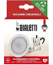 Bialetti - Spare Parts, 1x Silicon Gasket + 1x Filter for 6 Cup Coffeemaker, Aluminium, 0800040