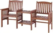 [Gardeon] Outdoor Garden Bench Loveseat Wooden Table Chairs Patio Furniture Brown