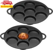 2 Pcs Cast Iron Biscuit Pan Cast Iron Muffin Seasoned Mini Cake Scone Donut Pie