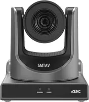 SMTAV 20X Optics Zoom 4KP60UHD NDI PTZ Camera, Support AI Auto Tracking and POE with Network IP Live Streaming, Simultaneous NDMi 3G-SDI and USB2.0 Video Output, for Conferences, Church, Teaching