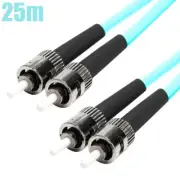 25M ST-ST UL Duplex MultiMode 3mm 50/125 Fiber Optic Optical Cable OFNR OM4 Aqua
