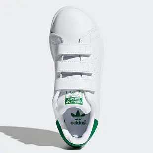 ADIDAS STAN SMITH 童鞋 中童 休閒 魔鬼氈 經典 基本款 白 綠【運動世界】M20607