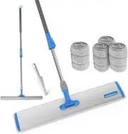 24-Inch Microfiber Flat Mop with Adjustable Stainless Steel Handle - Heavy Duty