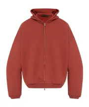 Fear Of God Essentials Logo Printed Zip-Up Hoodie S,XL,XS,L,XXL Brown