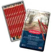 NEW 12x Derwent Drawing Colour Pencils Coloured Artists Professional Tin Set Pac