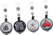 PLAFOPE 4Pcs Telescopic Badge Holders with Alligator Clips for Id Badges Name Tags Keys and Convenient for Nurses Doctors and Hospital Use