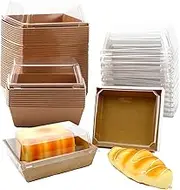 Leuik 50 Pack Paper Charcuterie Boxes with Clear Lids, Brown Square Oil-Proof Kraft Disposable Food Containers,Bakery Boxes for Cake,Sandwich,Cookies,Chocolate,Strawberries,Desserts