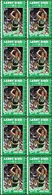 LARRY BIRD CELTICS BASKETBALL LEGEND MINT VIGNETTE STAMP STRIP OF 10 #3