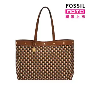 【FOSSIL 官方旗艦館】Jessie 真皮托特包-棕色編織 ZB11007249(母親節)