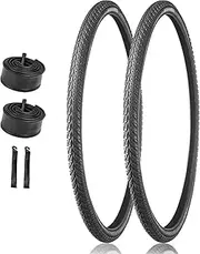 700x41c Bike Tire and Inner Tube Sets with Pair Levers | Antipuncture Protection Bicycle Replacement Accessories for Road Mountain Gravel Hybrid Ebike Touring | Schrader Valve 48mm