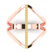 0.1Ct Round Cut Yellow Gemstone Solid Gold Statement Engagement Promise Ring