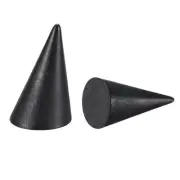 Wood Cone Ring Holder, 2 Pcs Finger Jewelry Display Stand, Black (48x30mm)