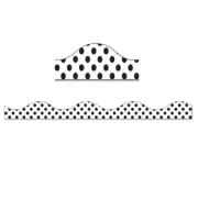 Ashley Productions Magnetic Border, Large Black Polka Dots on White, 12'