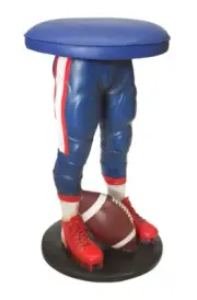 Football Stool - Sports Bar Stool Football Player in Blue, Red and White Uniform