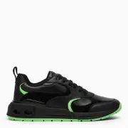 [Ferragamo] Low black/neon green trainer 5 US Black