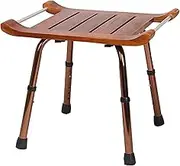 FFSPIIO Tub Teak Shower Chair with Arms, Inside Waterproof Shower Bench Non-Slip Feet Height Adjustable Shower Chairs Shower Chair