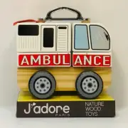NEW J'ADORE PARIS NATURE WOOD TOYS AMBULANCE SENSORY LEARNING VEHICLE FREE S&H
