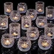 Clear Votive Candle Holders Set of 36- Round Glass Candle Holders Bulk for Te...