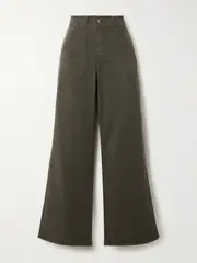 [FRAME] FRAME - Modern Pocket Cotton-blend Wide-leg Cargo Pants - Army green - 32 32 Green
