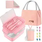 Container Storage Box Leak-proof Bento Lunch Box with Bag for Kids