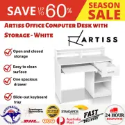 Artiss Office Computer Desk Study Table Workstation Shelf Storage Bookcase White