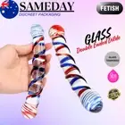 20cm Crystal Glass Dildo Anal Plug Beads Thread Thruster Butt Plug Sex Toy