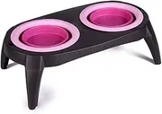 GANAZONO Pet Portable Feeding and Water Dish Non Slip Design Safe Food Grade for Travel and Home Use Pink