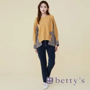 【betty’s 貝蒂思】格子布拼接針織毛衣(黃色)