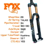 Fox 2015 TALAS 34 Fork KASHIMA 26in F-S 160-130mm CTD 15QR 1.5T 37mm Rake AM