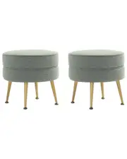 Manhattan Comfort Bailey Mid-Century Modern Woven Polyester Blend Upholstered Ottoman