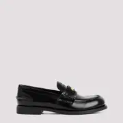 [Miu Miu] Miu Miu-Black Leather Loafers With Logo-Donna 40 IT
