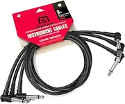 Miracle Sound Guitar Cable for Pedalboard Effects with Right Angle Plug Ideal Electric Guitar and Bass Livewire Guitar Patch Cable 3-Pack (3 Feet)