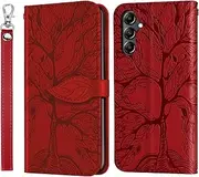 CXTCASE for Samsung Galaxy A14 Case PU Leather Folio Flip Cover with Card Slots, Magnetic Wallet Phone Case for Samsung Galaxy A14 5G - Red
