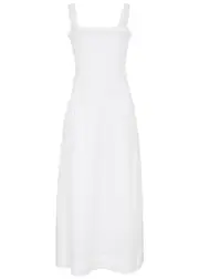 Faithfull The Brand Messina Smocked Linen Maxi Dress - White - XS (UK6 / XS) XS (UK6 / XS)