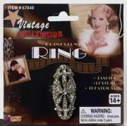 Vintage Hollywood Rhinestone Encrusted Costume Ring One Size