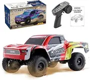 EAZYRC FMS FSC24 Chaser 1/24 RC Car 4X4 Off-Road High-Speed Short-Course Truck, 2 Speed Transmission, Brushless-Ready and 30-Minute Runtime，2.4GHz Electric Vehicle Toys Gifts for Adults (Red)