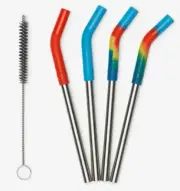 Klean Kanteen 4pc Straw 8mm Stainless Steel Silicone Flex Tip Dishwasher Safe