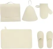 BIUDECO Complete Sauna Set Hat Gloves Slippers Mat Storage Bag Bathing Spa Accessories Reusable Breathable for Women