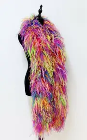 6 Ply RAINBOW Ostrich FEATHER BOA 72 Inches; Costumes/Halloween/Bachelorette