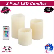 3x Flameless Candle Battery LED Flickering Flame Battery Candles Remote & Timer